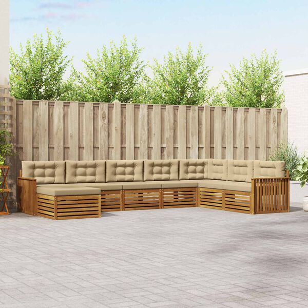 vidaXL Seturi de canapele 8 pcs Natural și Bej Lemn Solid de Acacia
