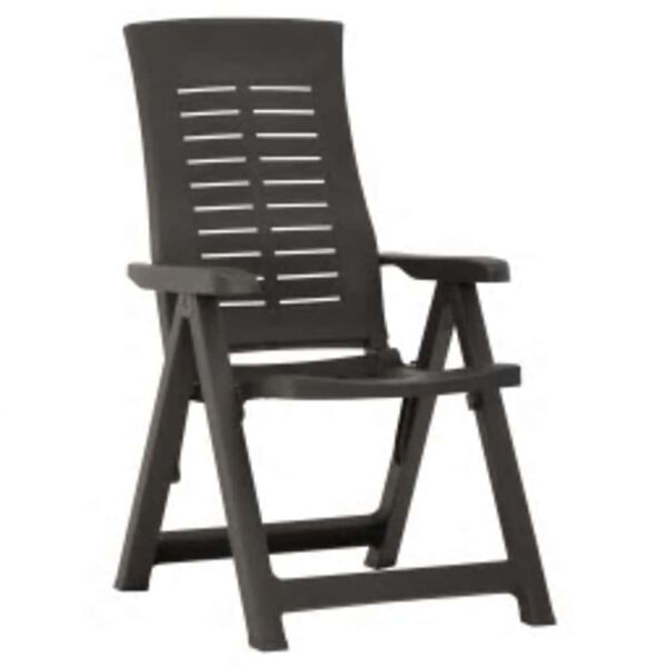 vidaXL Scaune de grădină rabatabile, 2 buc., antracit, plastic