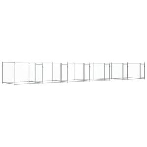 vidaXL Cușcă pentru c&acirc;ini cu uși, gri, 12x2x1,5 m, oțel galvanizat