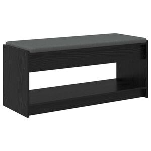 vidaXL Bancă pentru hol cu pernă cu raft Stejar Negru 103 x 38 x 45 cm