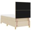 vidaXL Pat cu arcuri cu saltea cu headboard Crem 90 x 190 cm țesătură