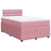 vidaXL Pat box spring cu saltea, roz, 120x200 cm, catifea