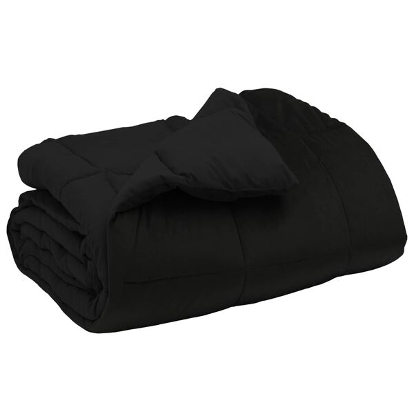 vidaXL Duvet de iarnă Patos Negru 155 x 220 cm Microfibră