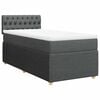 vidaXL Pat box spring cu saltea, gri &icirc;nchis, 90x200 cm, textil