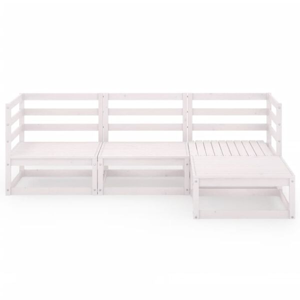 vidaXL Set mobilier de grădină, 4 piese, alb, lemn masiv de pin