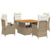 vidaXL Set mobilier de grădină cu perne, 5 piese, bej, poliratan