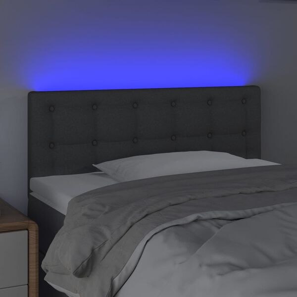 vidaXL Tăblie de pat cu LED, gri &icirc;nchis, 100x5x78/88 cm, textil