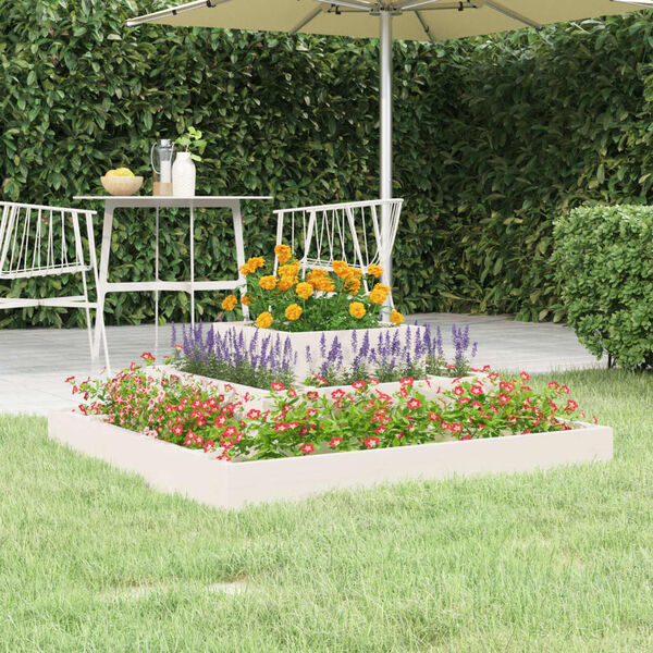 vidaXL Jardinieră, alb, 80x80x27 cm, lemn masiv de pin