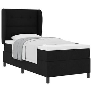 vidaXL Pat cu arcuri cu headboard Negru 80 x 200 cm țesătură
