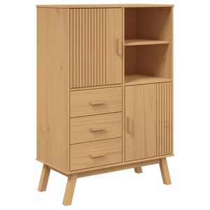vidaXL Dulap &icirc;nalt &bdquo;OLDEN&rdquo;, maro, 85x43x125 cm, lemn masiv pin