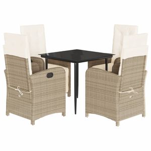 vidaXL Set mobilier de grădină cu perne, 5 piese, bej, poliratan