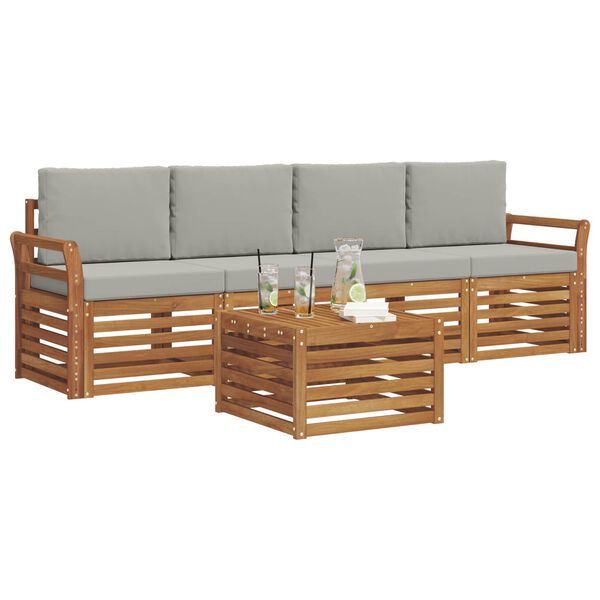 vidaXL Seturi de canapele cu pernă 5 pcs Gri natural și deschis