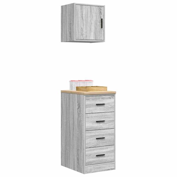 vidaXL Dulapuri de garaj 2 buc Lemn prelucrat gri beton