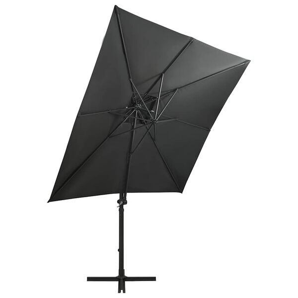 vidaXL Umbrelă în consolă cu stâlp și LED-uri, antracit, 250 cm