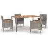 vidaXL Set mobilier de grădină cu perne, 5 piese, gri, poliratan