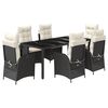 vidaXL Set mobilier de grădină cu perne, 7 piese, negru, poliratan