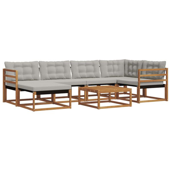 vidaXL Set de canapele de exterior 7 pcs Gri natural și deschis