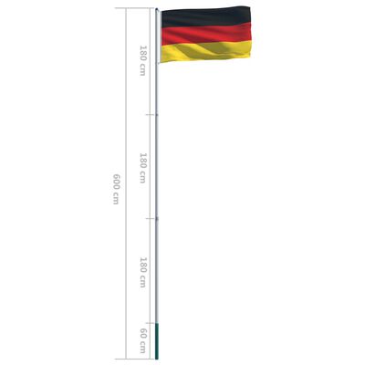 vidaXL Drapel Germania și stâlp din aluminiu 6 m