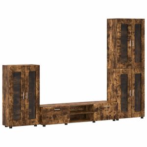 vidaXL Set comodă TV cu raft FLORIN 3 pcs Stejar fumuriu Lemn compozit
