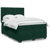 vidaXL Pat box spring cu saltea, verde &icirc;nchis, 140x200 cm, catifea