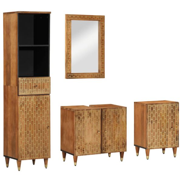 vidaXL Set mobilier de baie, 4 piese, lemn masiv de mango