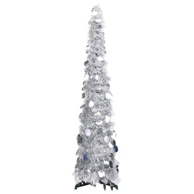 vidaXL Brad de Crăciun artificial tip pop-up, argintiu, 120 cm, PET