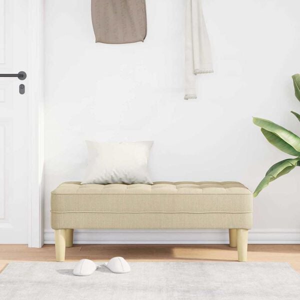 vidaXL bancă cu pernă Crem 113 x 57 x 39 cm țesătură