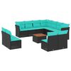 vidaXL Set mobilier de grădină cu perne, 12 piese, negru, poliratan