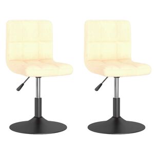 vidaXL Scaune de bucătărie pivotante, 2 buc., crem, catifea