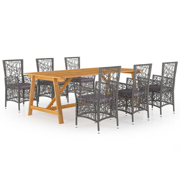 vidaXL Set mobilier de grădină, 7 piese, gri
