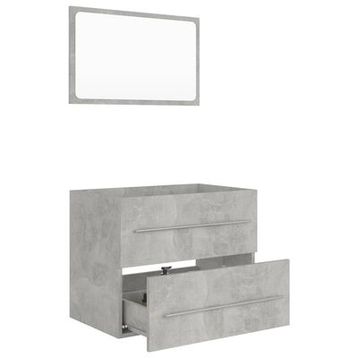 vidaXL Set mobilier de baie, 2 piese, gri beton, lemn compozit