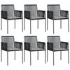 vidaXL Scaune grădină cu perne 6 buc. negru 54x60,5x83,5 cm poliratan