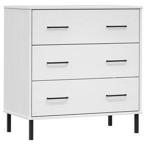 vidaXL Servantă cu 3 sertare, alb, 77x40x79,5 cm, lemn masiv OSLO