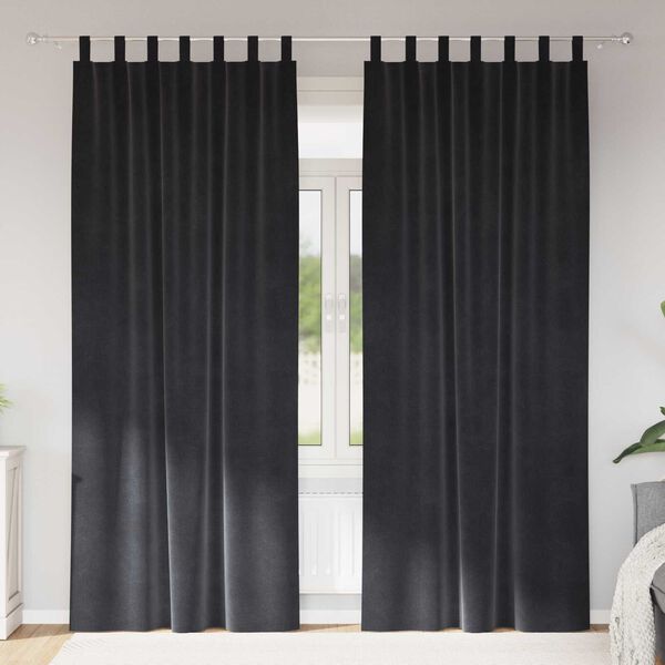 vidaXL Perdele opace 2 pcs Gri închis 140 x 225 cm Catifea