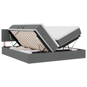 vidaXL Pat cu lumini cu bandă LED Gri &icirc;nchis 180 x 200 cm țesătură