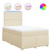 vidaXL Pat box spring cu saltea, crem, 120x200 cm, textil
