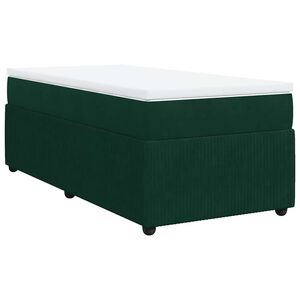 vidaXL Pat box spring cu saltea, verde &icirc;nchis, 90x190 cm, catifea