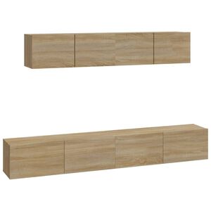 vidaXL Set dulap TV, 4 piese, stejar sonoma, lemn prelucrat