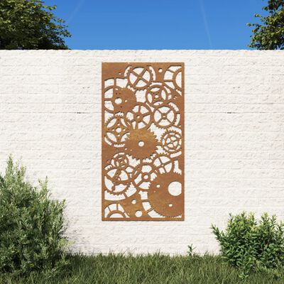 vidaXL Decor perete grădină 105x55 cm design roți zimțare oțel Corten
