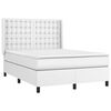 vidaXL Pat box spring cu saltea, alb, 140x190 cm, piele ecologică