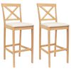 vidaXL Scaun de bar 2 pcs Natural și Bej