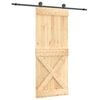 vidaXL Ușă glisantă Natural și Negru 85 x 210 cm Lemn de Pin Solid