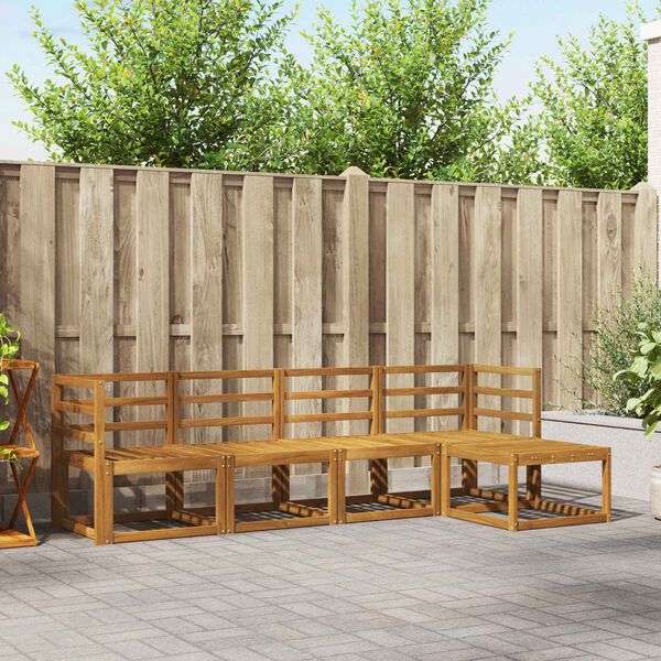 vidaXL Set de canapele de exterior 5 pcs natural Lemn Solid de Acacia