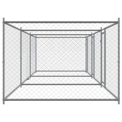 vidaXL Cușcă pentru câini cu uși, gri, 6x2x1,5 m, oțel galvanizat