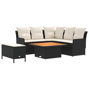 vidaXL Seturi de mobilier cu pernă 5 pcs Negru și Crem Ratan PE