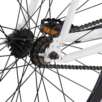 vidaXL Bicicletă cu angrenaj fix, alb și negru, 700c, 59 cm