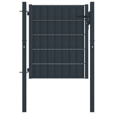 vidaXL Poartă de gard, antracit, 100x101 cm, PVC și oțel