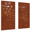 vidaXL Decor perete grădină 2 buc. 105x55 cm design flori oțel Corten