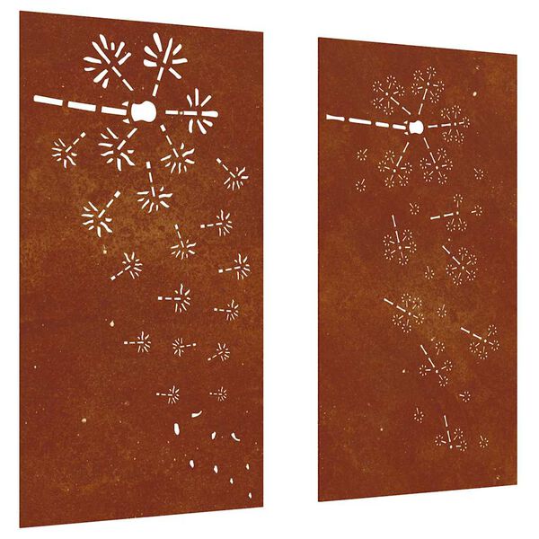 vidaXL Decor perete grădină 2 buc. 105x55 cm design flori oțel Corten