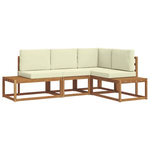 vidaXL Set de canapele de exterior cu pernă 4 Bucată Natural și Crem